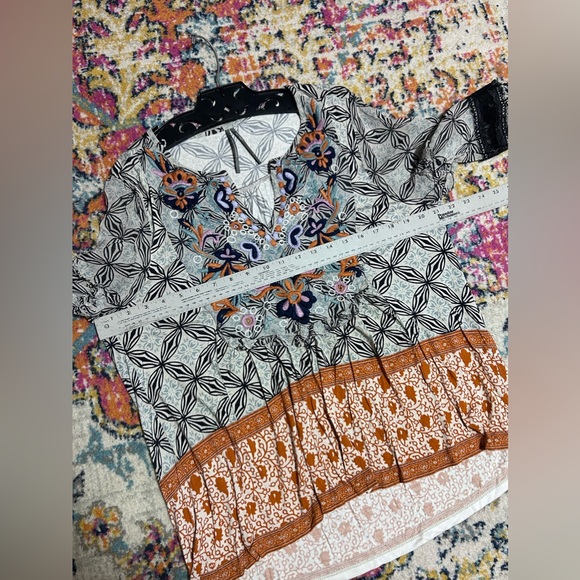 Anthropologie | Terri Embroidered Top Ruffles Lace Blouse Medium - Picture 8 of 9